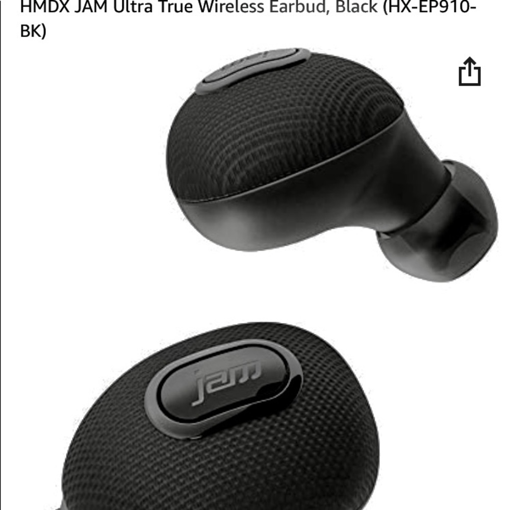 HMDX JAM Ultra True Wireless Earbud, Black (HX-EP910-BK)